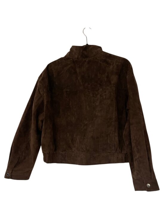 Zara Womens Leather Suede Bomber Jacket Coat Large L Brown 3046/258 NWT - Picture 4 of 15